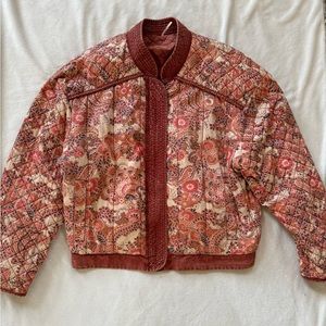 Free People quilted paisley jacket, reversible, Large.